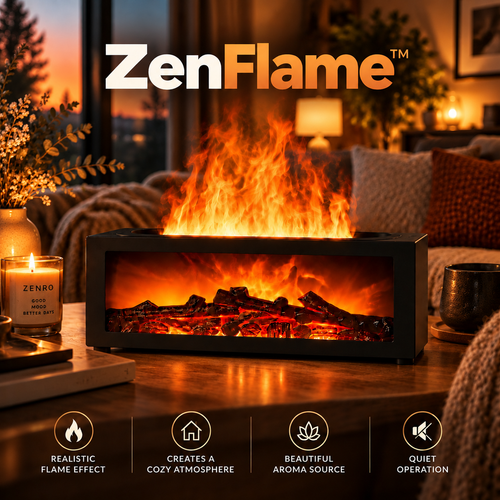 ZenFlame™ – Aroma Diffuser with a Realistic Fireplace Effect